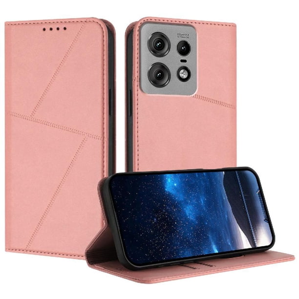 Funda Cartera Magnética para Motorola Edge 50 Pro Protección Antichoque con Ranuras Rosa