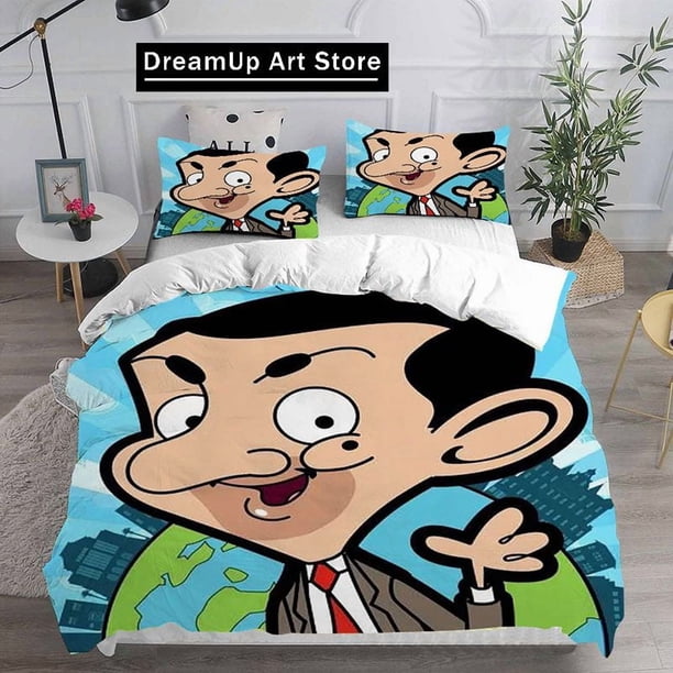 Mr. Bean Animated Series Bedding Set Boys Girls Duvet Cover Pillowcase Bed Adult