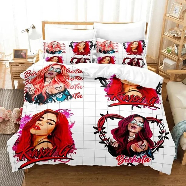 Singer Karol G Bedding Set Duvet Cover Bed Set Quilt Cover Pillowcase Comforter king Queen Size Boys Adult Bedding SetBed Sheets