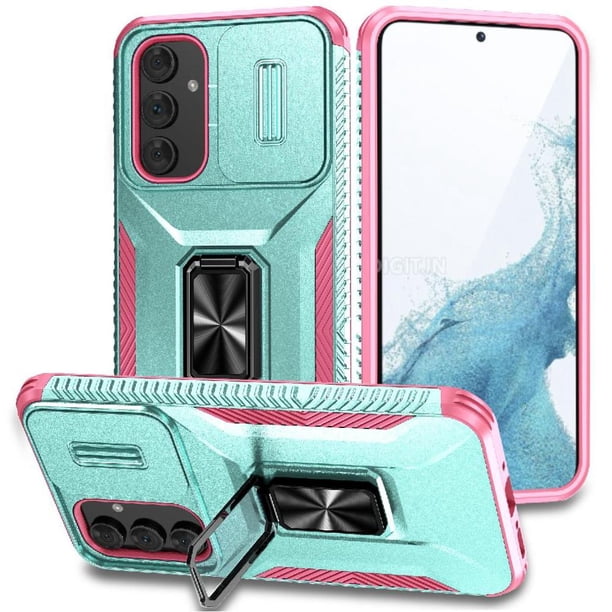 Funda Armada para Samsung Galaxy A54 5G con Tapa Deslizante y Soporte Magnético Giratorio Verde