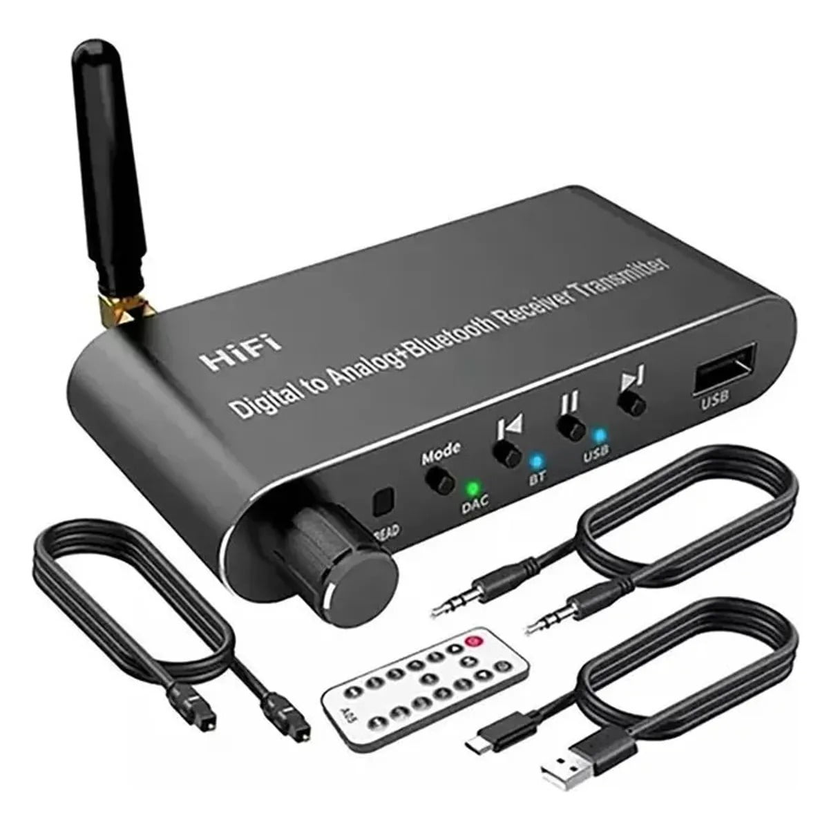 Genérica - Receptor Transmisor Bluetooth 5.1 Hifi Audio Estéreo- Incluye Mando A Distancia