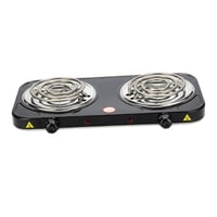 Magideal - Quemador De Bobina Eléctrica, Encimera, Quemador En Espiral, Compacto, Fácil De Limpiar, Perilla De Temperatura Ajustable, Placa Calefactora Eléctrica Doble 2000W Negro