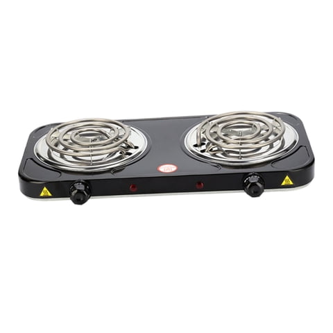 Magideal - Quemador De Bobina Eléctrica, Encimera, Quemador En Espiral, Compacto, Fácil De Limpiar, Perilla De Temperatura Ajustable, Placa Calefactora Eléctrica Doble 2000W Negro