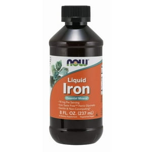 Suplemento Now Iron Liquid, 18 Mg, Mineral Esencial, 240 Ml