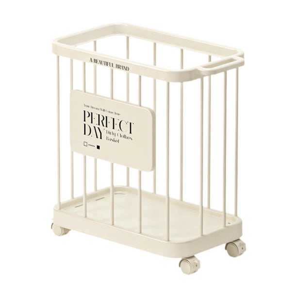 Cesta De Lavandería Con Ruedas, Carrito Organizador Con Ruedas Para Dormitorio Familiar, Color Blanco