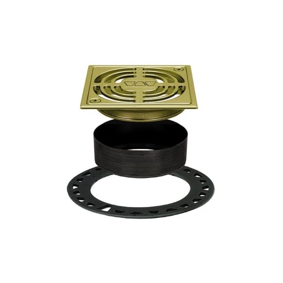 Kit de rejilla para desagüe de ducha Schluter Kerdi-Drain cuadrada de 10 cm en latón