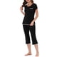 thumbnail image 4 of INSPIRE CHIC Conjunto de Pijama para Mujeres Regreso a Clases Ropa de Dormir Cuello Redondo Ropa de Descanso con Pantalones Capri XS Negro, 4 of 6