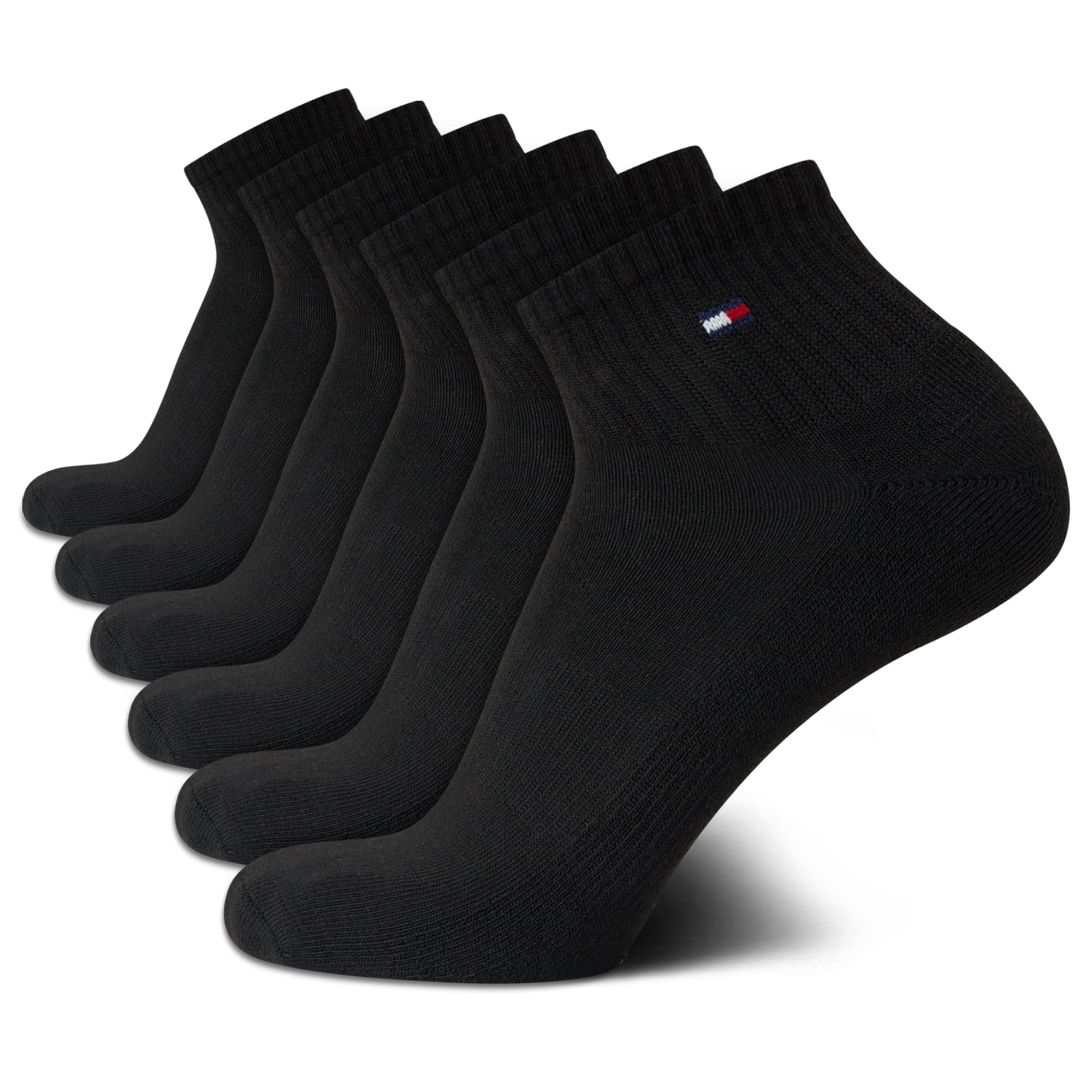 Calcetines Tommy Hilfiger Quarter Para Hombre, Paquete De 6, Negros