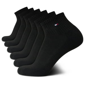 Calcetines Tommy Hilfiger Quarter Para Hombre, Paquete De 6, Negros