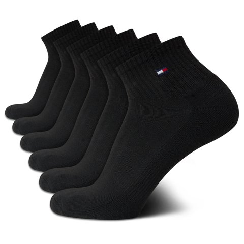Calcetines Tommy Hilfiger Quarter Para Hombre, Paquete De 6, Negros