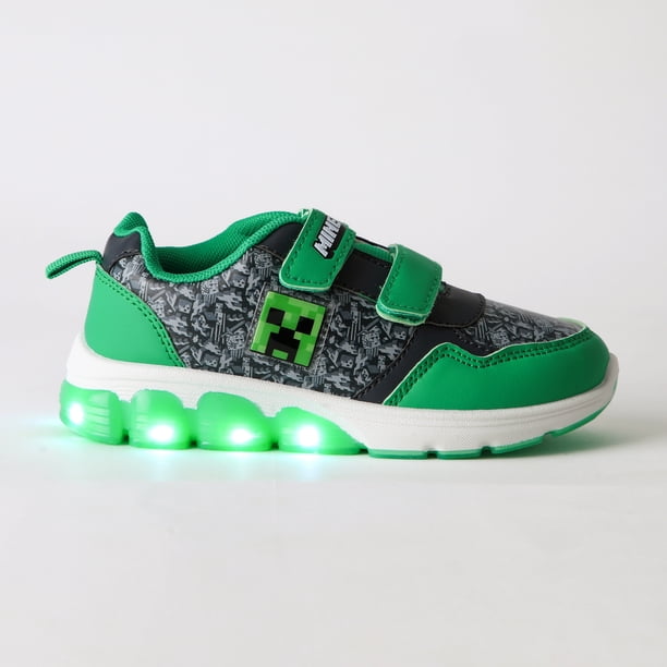 Zapatilla Luces Niño Creeper Gris Minecraft