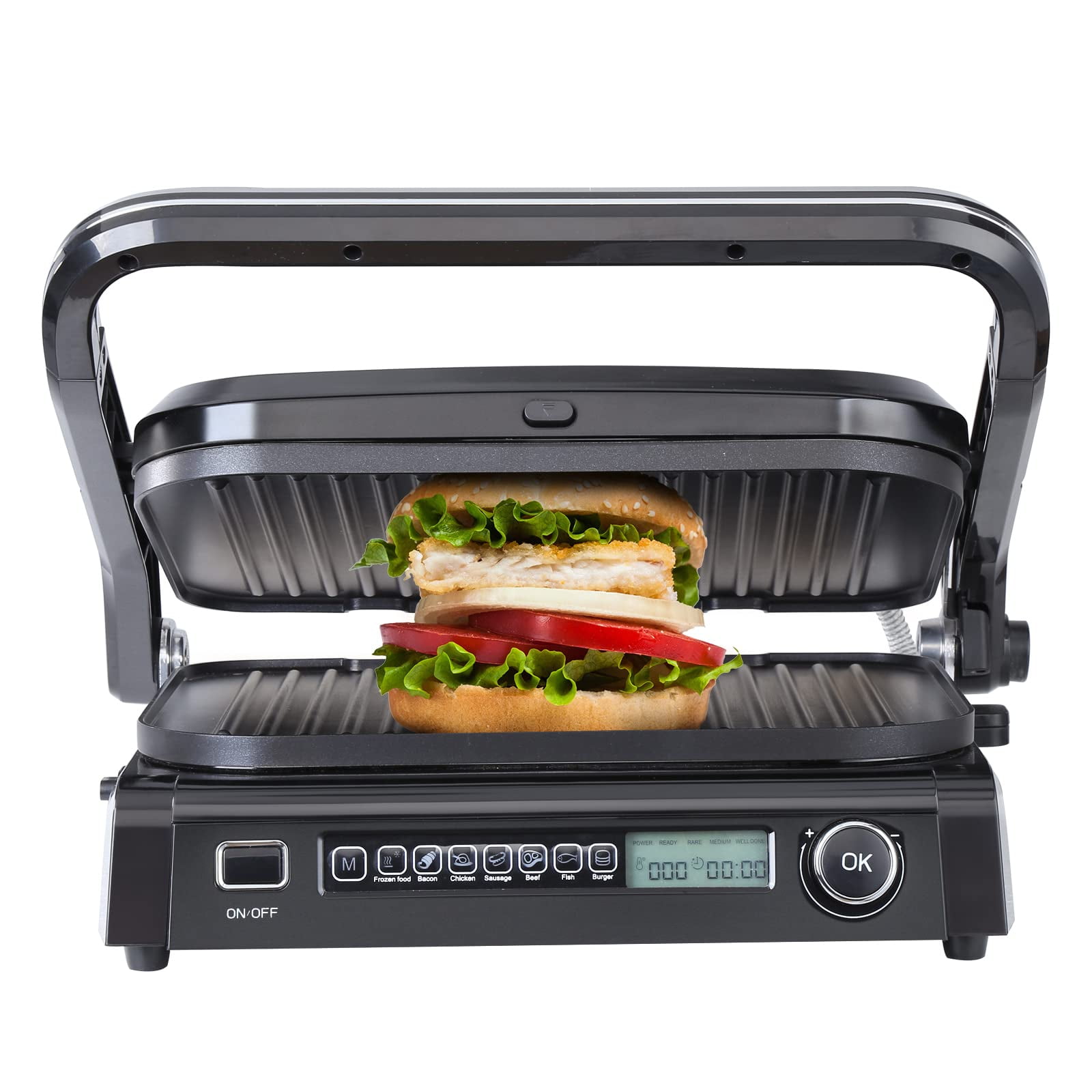 Parrilla Eléctrica De Contacto Vevor 7 En 1, 1800 W, Prensa Para Panini, 110 V