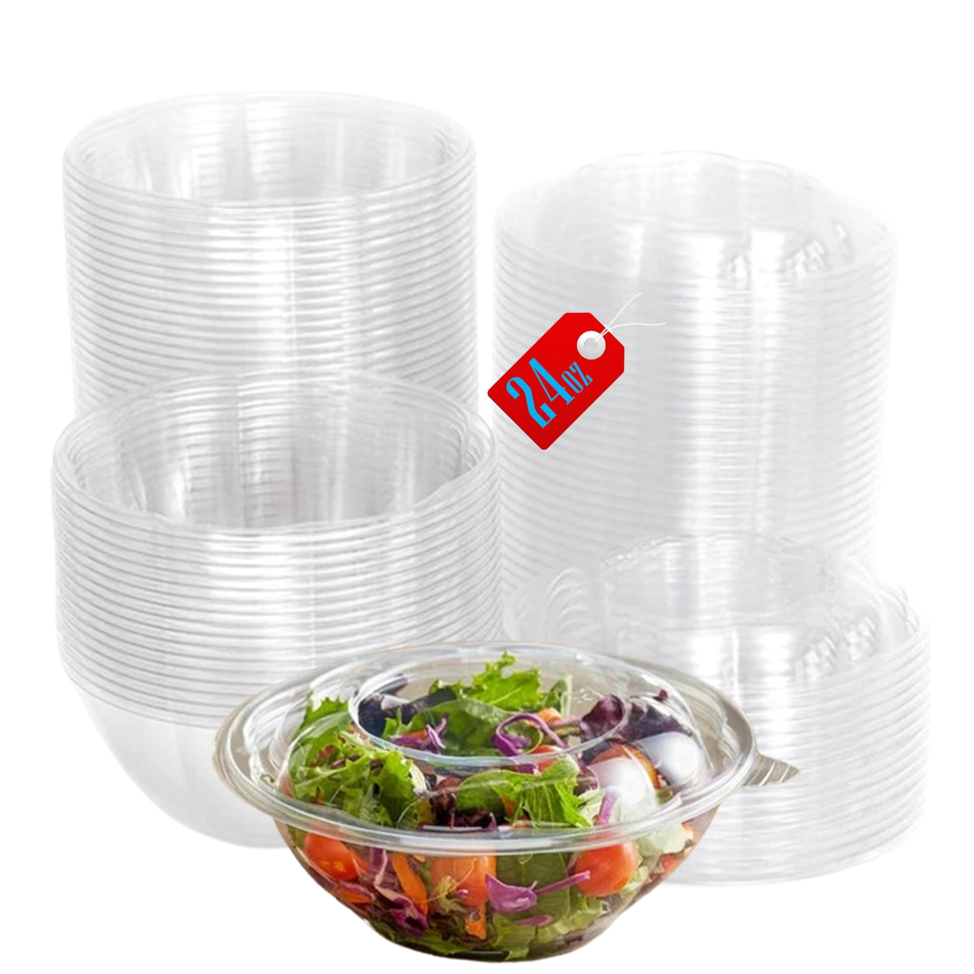 Ensaladeras Mr Miracle De Plástico Transparente De 700 Ml Con Tapas A Presión, 50 Unidades