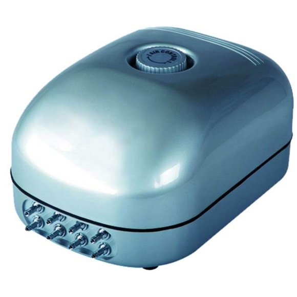 Bomba de aire Hydrofarm AAPA25L, 8 salidas, 12 W, 25 l/min, blanca