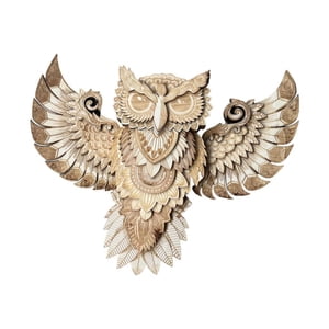 Magideal - Decoración De Pared De Búho De Madera Decoración Colgante De Figuras Rústicas Estatuas De Búho De Escultura Animal Para La Sala De Estar De La Oficina 30X23X35 Cm