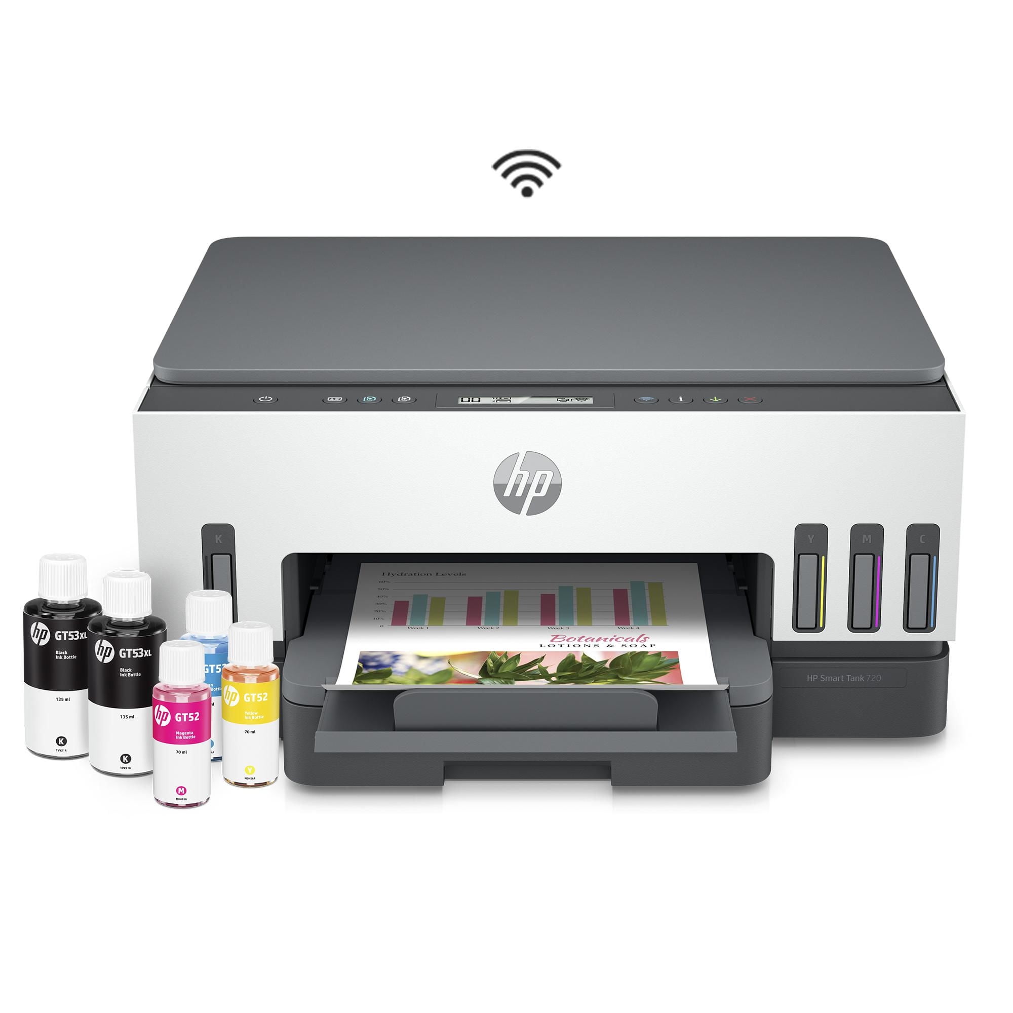 Hp - Impresora Multifuncional Inyección De Tinta Smart Tank 720 Wifi Blanco + Set De Botellas
