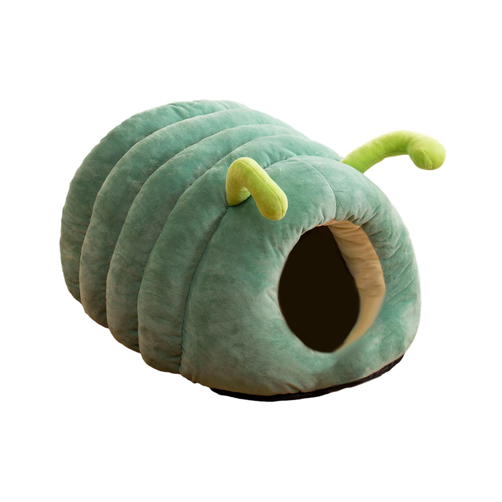 Ioensy - Cama Para Gatos Con Forma De Oruga, Cama Para Dormir Suave Para Perros, Para Cachorros, Conejos, Gatos De Interior, Color Verde