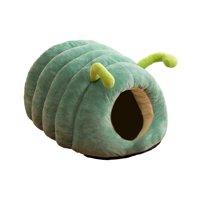 Ioensy - Cama Para Gatos Con Forma De Oruga, Cama Para Dormir Suave Para Perros, Para Cachorros, Conejos, Gatos De Interior, Color Verde