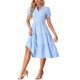 thumbnail image 4 of INSPIRE CHIC Vestido Midi de Cuadros para Mujer con Cuello en V, Manga Corta, Vestido de Verano con Volantes y Detalle de Botones Azul XS, 4 of 6