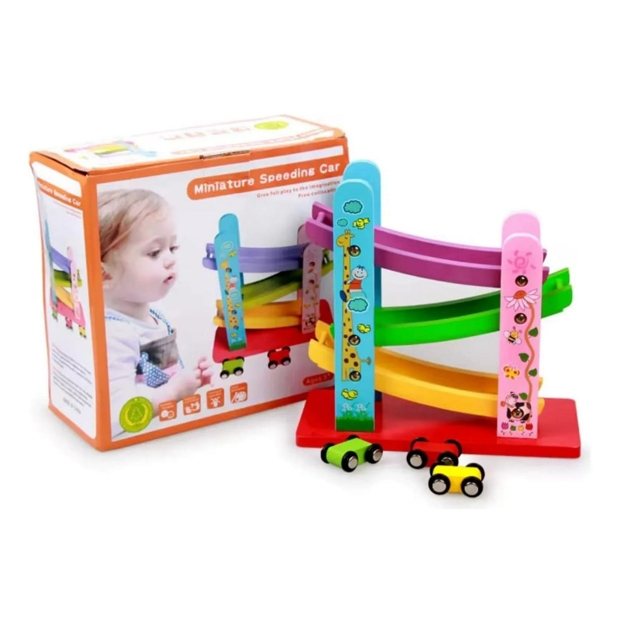 Genérico - Pista De Autos De Madera 3 Niveles Azul