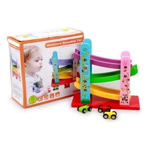 Genérico - Pista De Autos De Madera 3 Niveles Azul