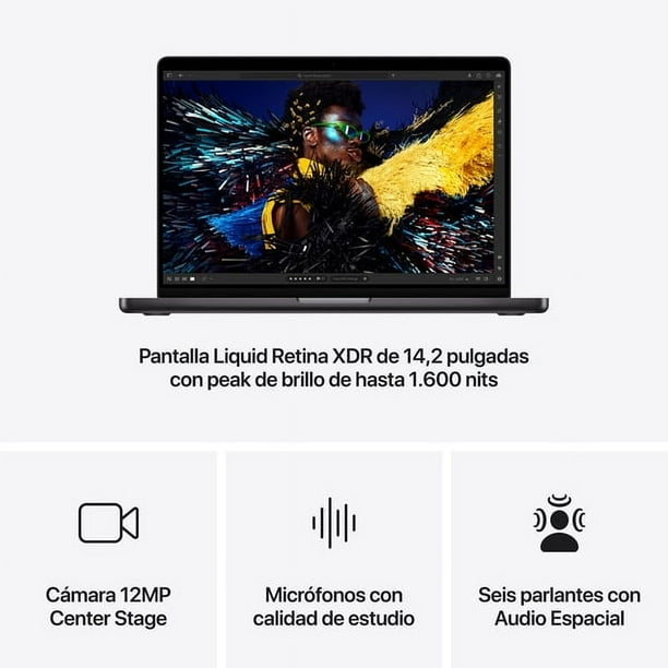 MacBook Pro 14/ M4 Pro 12C/ GPU 16C/ 24GB RAM/ 512GB negro