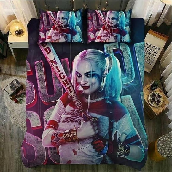 Suicide Squad Harley Quinn Cover Quilt Duvet Cover Set Soft Bed Linen3-Piece Bedding Set