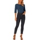 thumbnail image 2 of INSPIRE CHIC Camisetas de Mujer Mangas al Codo Cuello Barco Ajuste Ceñido Casual Camisetas Azul Oscuro XL, 2 of 6