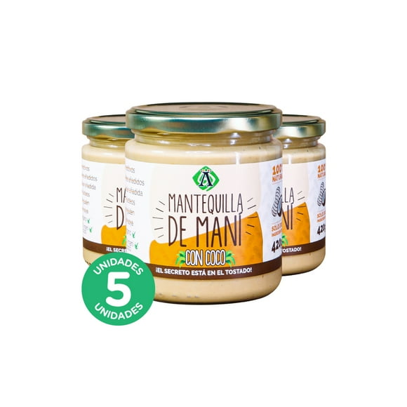 Pack 5, Mantequilla de Maní con Coco 420gr