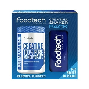 Pack Creatina 300Gr + Shaker Blue White - Foodtech