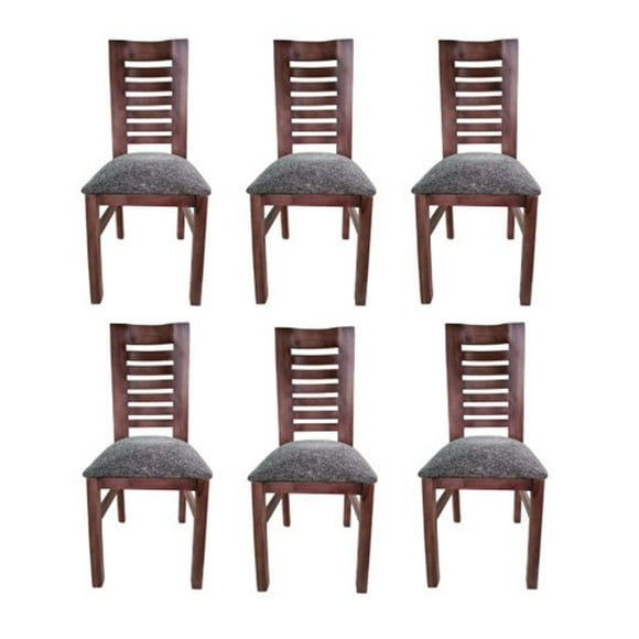 Pack 6 Sillas Oporto Nogal Tapiz Gris