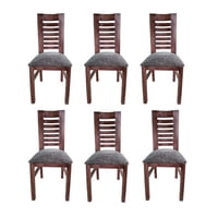 Koliat - Pack 6 Sillas Oporto Nogal Tapiz Gris