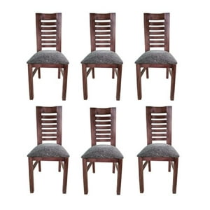 Koliat - Pack 6 Sillas Oporto Nogal Tapiz Gris