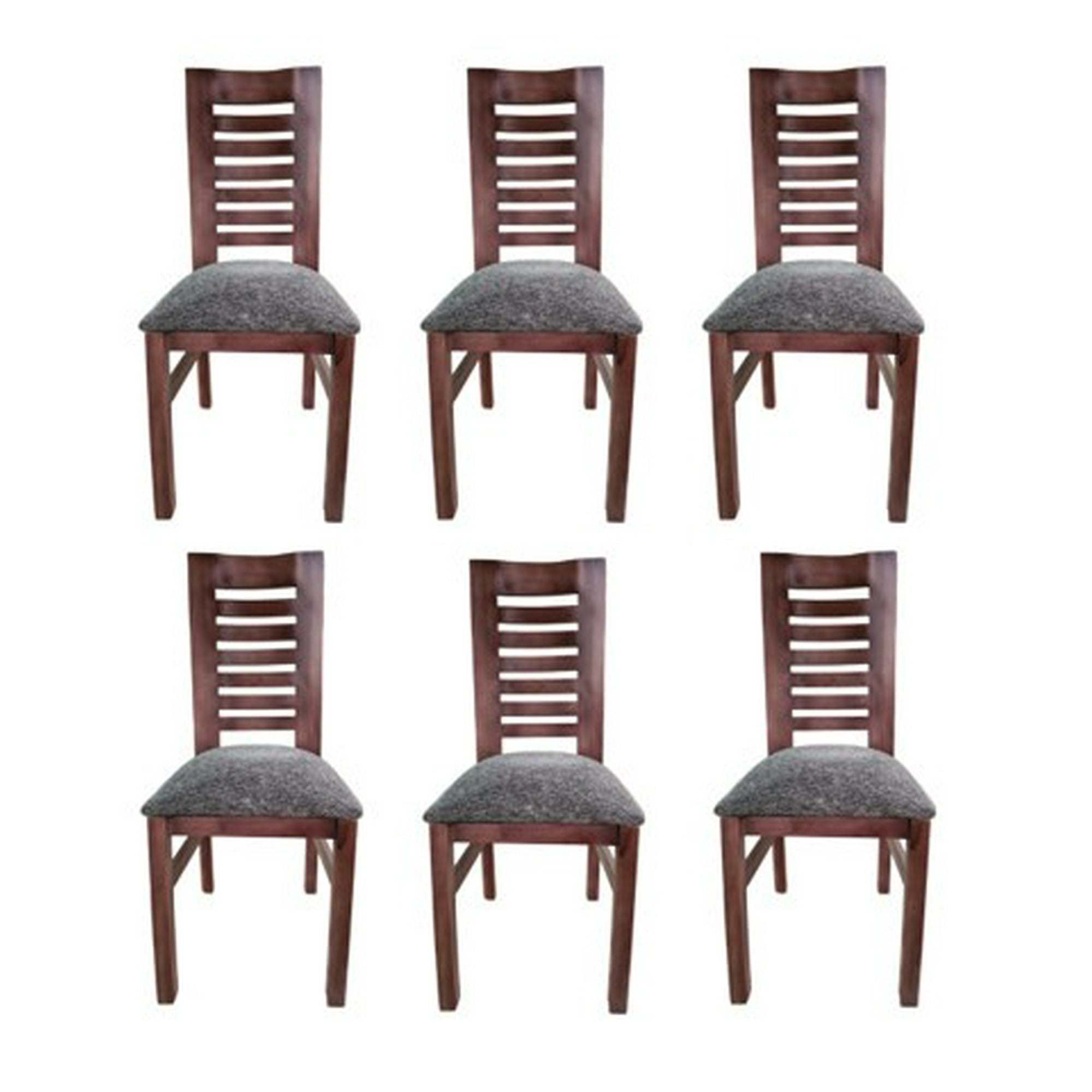 Koliat - Pack 6 Sillas Oporto Nogal Tapiz Gris
