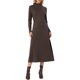 thumbnail image 2 of INSPIRE CHIC Vestidos de punto acanalado de otoño para mujeres Cuello alto Casual Manga larga Vestido maxi L Café, 2 of 6