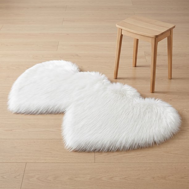 REGALWOVEN Pequeña Alfombra Peluda, Alfombra de Baño Ultra Suave y Esponjosa, Alfombra Antideslizante Estrecha y Peluda para Banco de Tocador, Lado de la Cama Blanca 28" x 14"