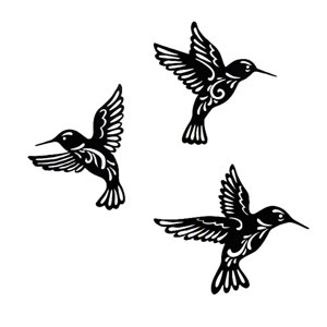 Magideal - 3 Piezas De Metal Colibrí Decoración De Pared Silueta Hecha A Mano 3D Pájaro Pared Arte Decoración Para Porche Hogar Niños Guardería Jardín Dormitorio