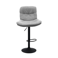 Global Latin Group - Silla De Bar Ajustable Base Negra Y Tela Estilo Nórdico Gris