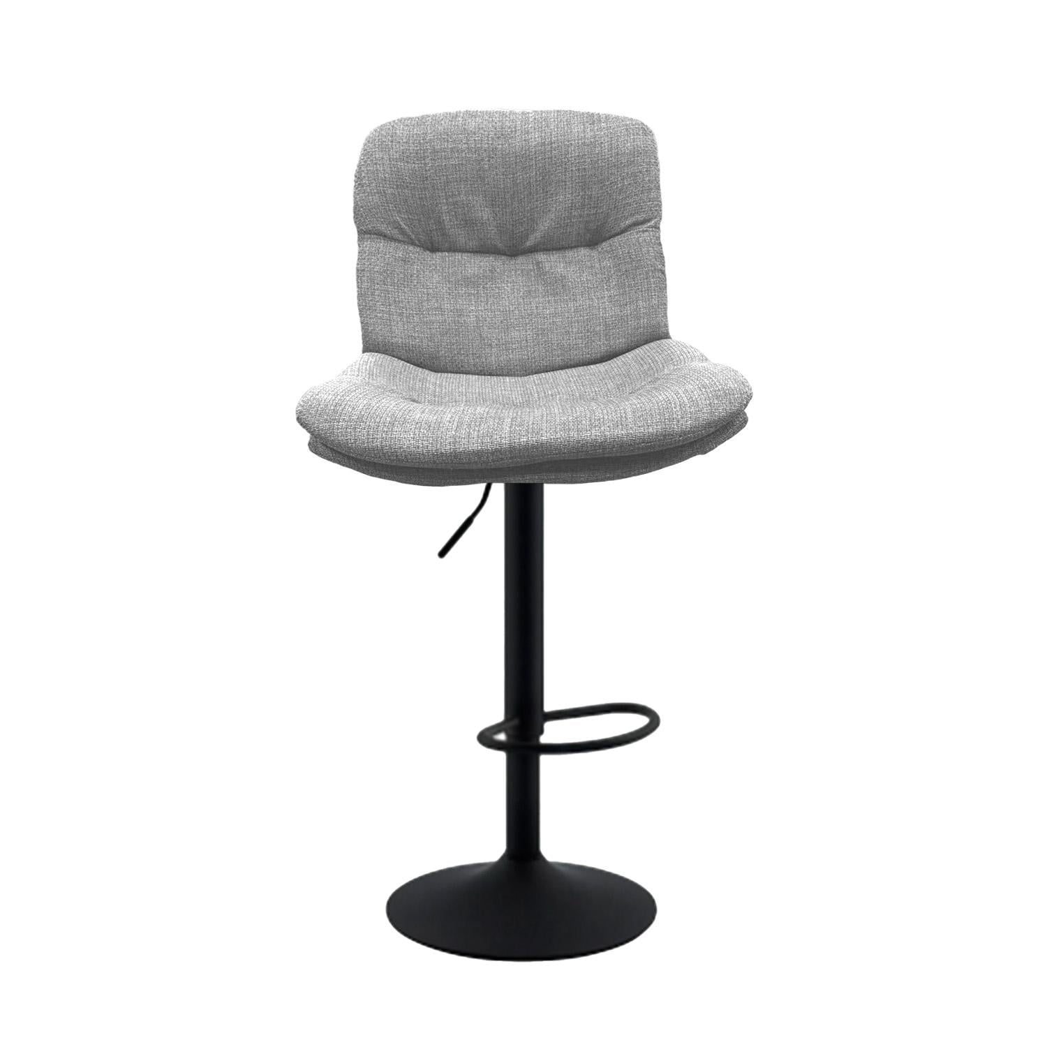 Global Latin Group - Silla De Bar Ajustable Base Negra Y Tela Estilo Nórdico Gris