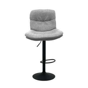 Global Latin Group - Silla De Bar Ajustable Base Negra Y Tela Estilo Nórdico Gris