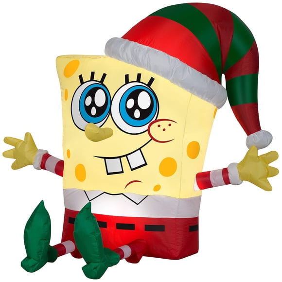 Inflable Gemmy 107 cm SpongeBob con traje navideño
