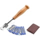 thumbnail image 1 of Cuchillo para pan, hoja de panadero con 5 hojas de acero inoxidable y funda protectora de cuero, para masa de baguette y pretzel., 1 of 5