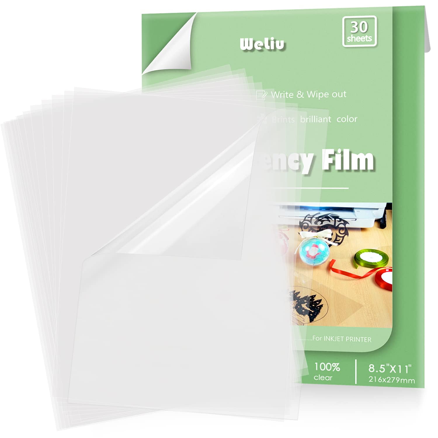 Película Transparente Weliu Para Impresoras De Inyección De Tinta, 30 Hojas A4