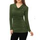 thumbnail image 4 of INSPIRE CHIC Top de Mujer con Cuello de Cisne de Manga Larga, Decoración de Botones, Frente Fruncido, Ajuste Regular, Pulóver XS Verde, 4 of 5