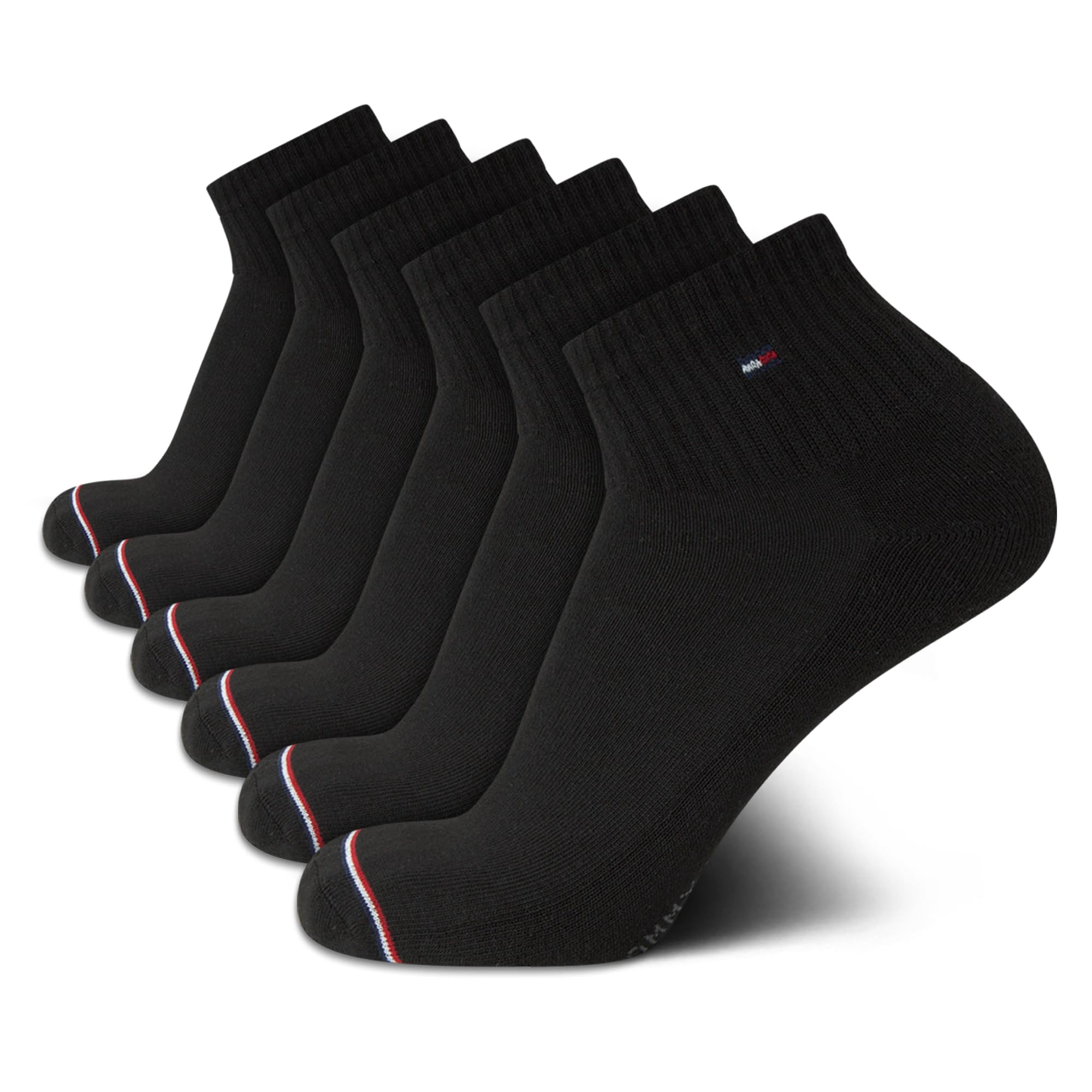 Calcetines Tommy Hilfiger Quarter Para Hombre, Paquete De 6, Negros