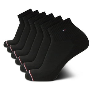 Calcetines Tommy Hilfiger Quarter Para Hombre, Paquete De 6, Negros