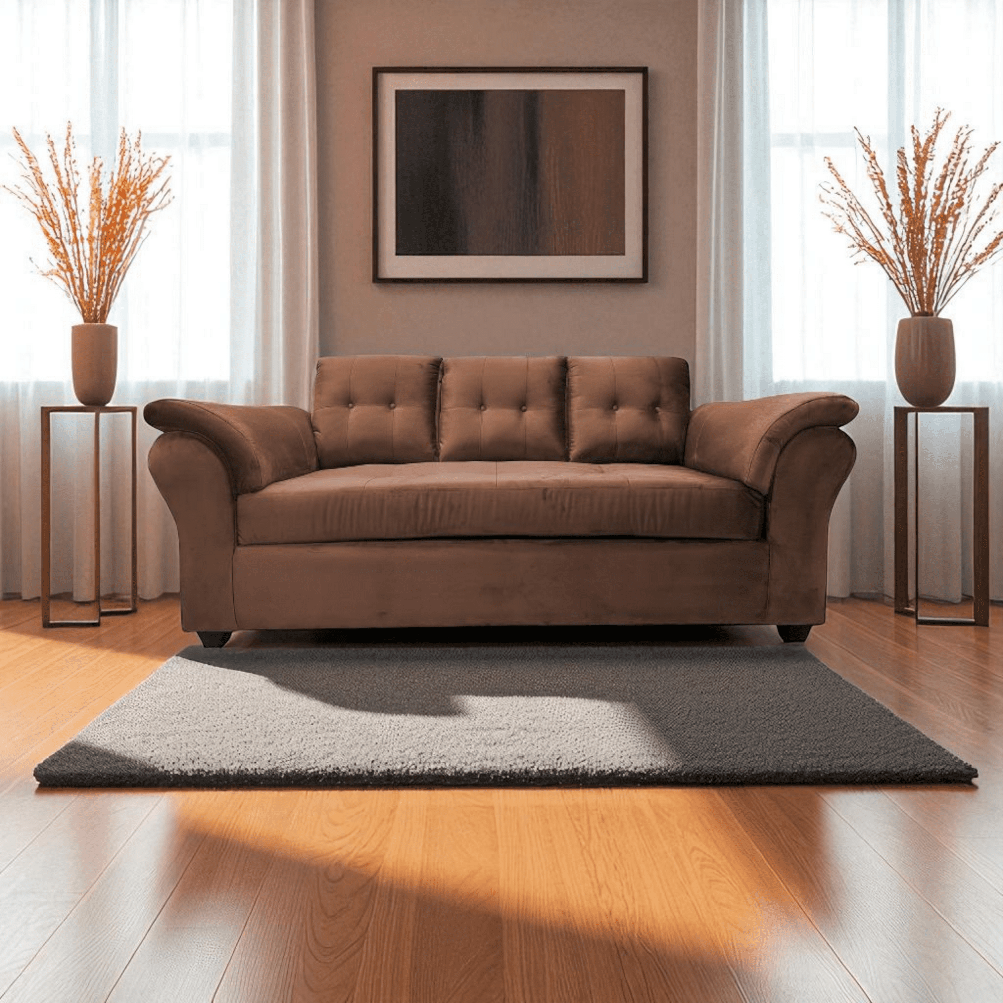 Muebles Jd - Sofá 3 Cuerpos Sira Felpa Café