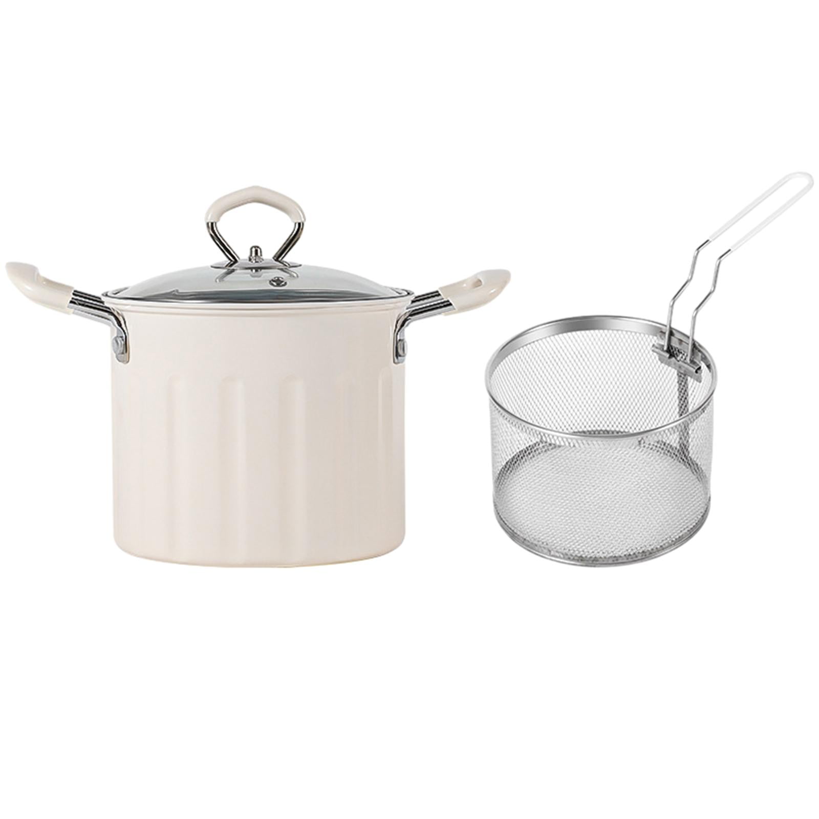 Magideal - Sartén Profunda Con Asa, Sartén De Cocina, Olla Para Freír Tempura Japonesa Desmontable Para Patatas Fritas Al Aire Libre, Pescado Seco, Patatas Blanco