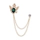 thumbnail image 3 of Broche De Traje Con Cadena, Corona De Aleación, Broches De Diamantes De Imitación, Insignia Para Abrigo, Camisas, Dorado Y Verde, 3 of 3