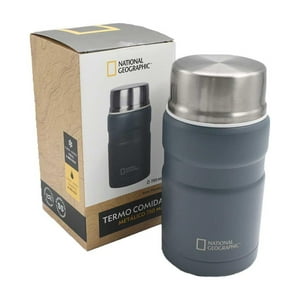 National Geographic - Termo Comida Acero Inoxidable 750Ml Con Cubiertos Gris